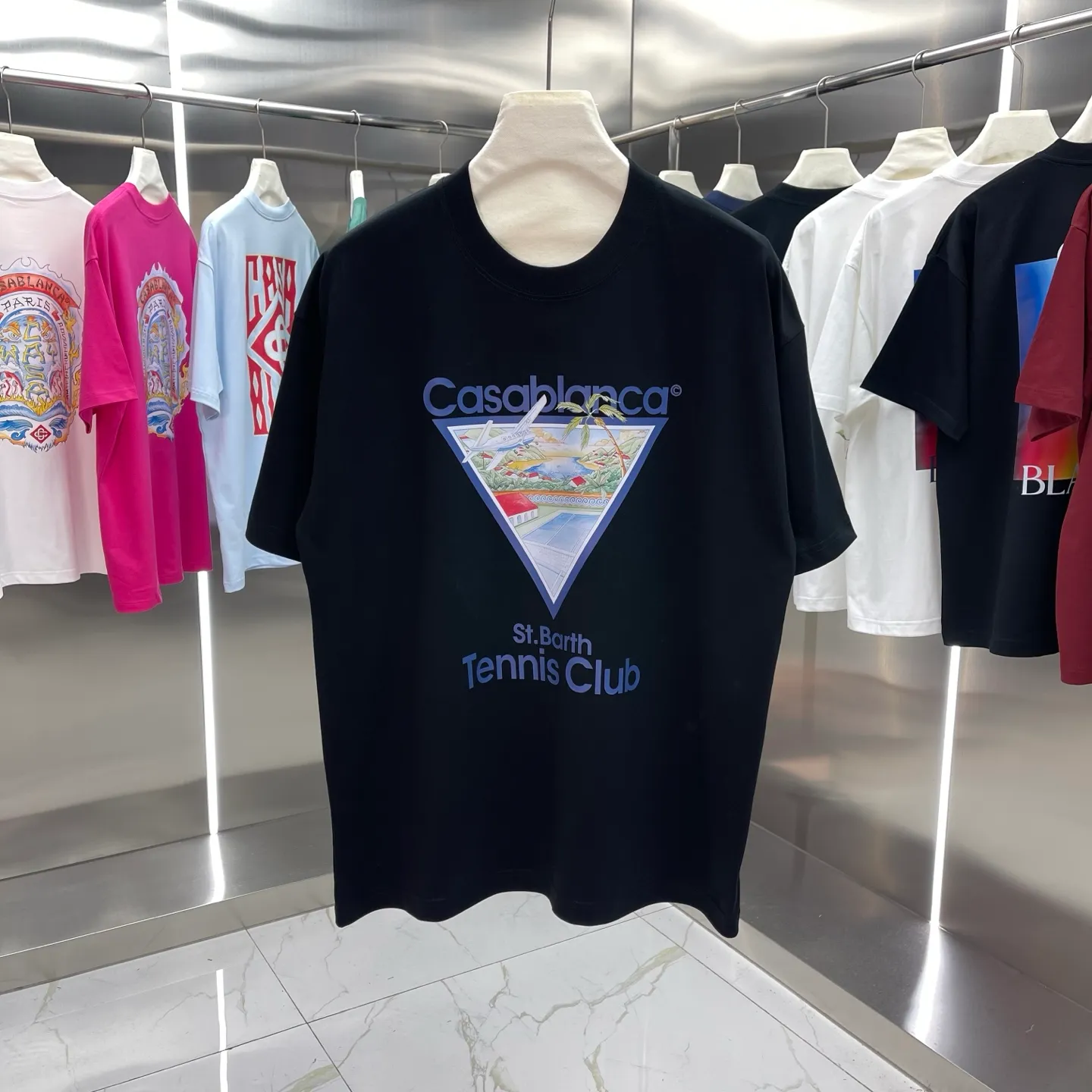 25ss New Arrival Casablanca Classic Series T ～ ， ， 。 ， Classic ， In Stock ！ ：White Black Royal Blue Light Blue Size：S M L XL XXL